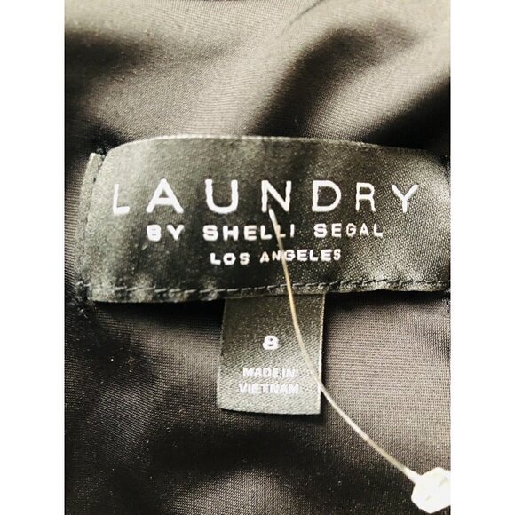 Laundry by Shelli Segal Women's Black Crystal Embellished Midi Dress Size 8 - Picture 7 of 12